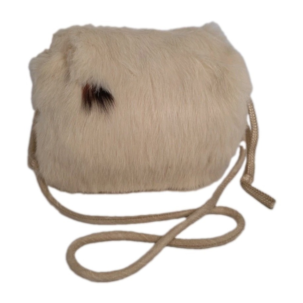 VTG REAL soft Rabbit Fur Hand Warmer Muff Child Small 6.5x5 Fabric Lined Wedding